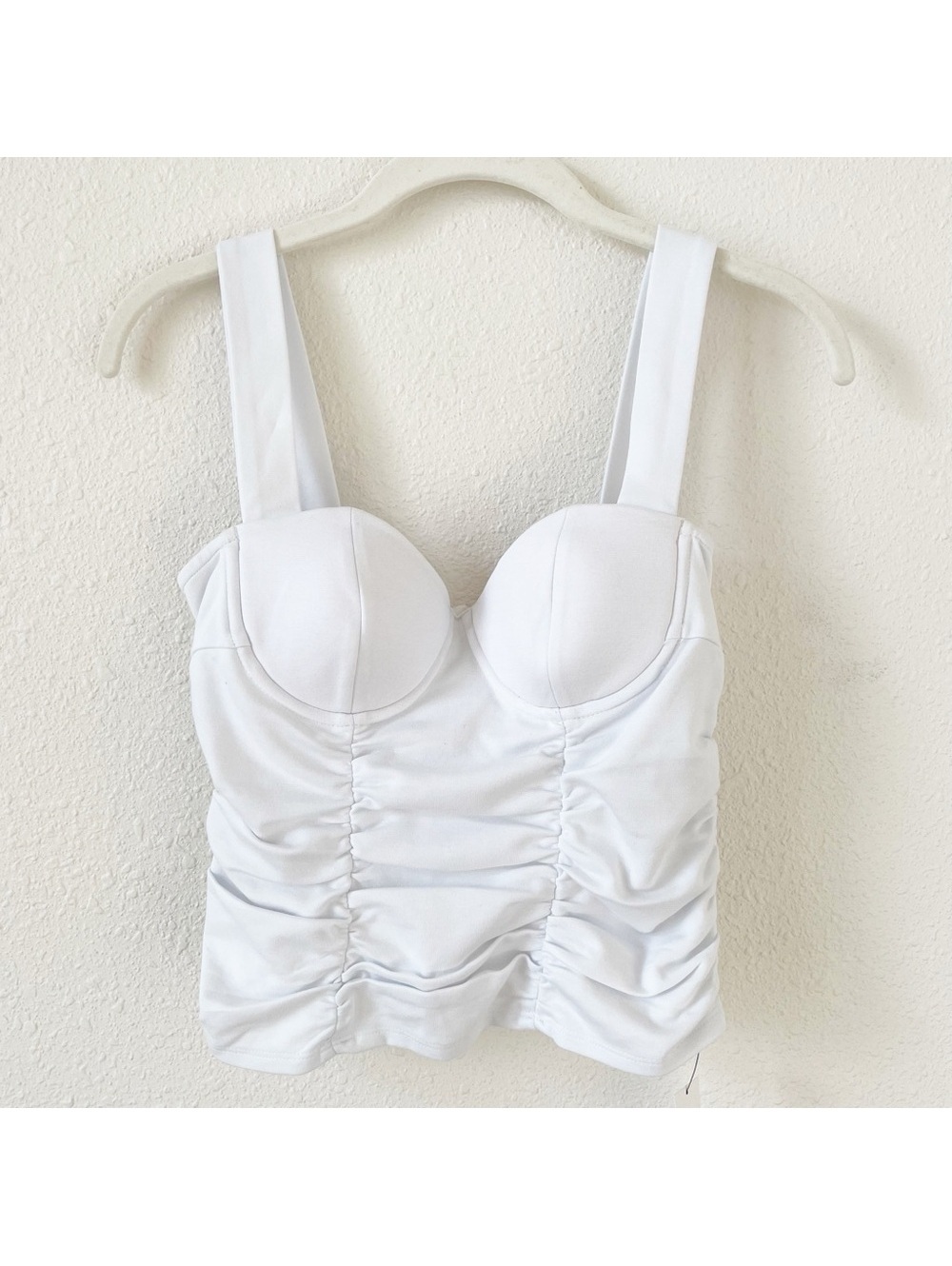 Reformation Linnea Knit Top White Size XS Corset Ruched Neutral Sweetheart